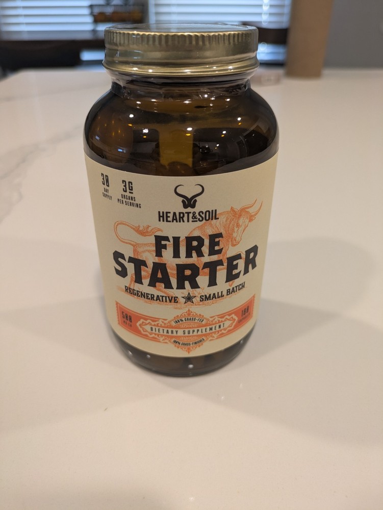 Heart & Soil Fire Starter High Stearic Acid 500mg 180 Capsules 01/27 EXP