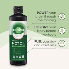 Nutiva Organic MCT Oil, Kosher, Keto Friendly, 16 Fl Oz (Pack of 1), Clear
