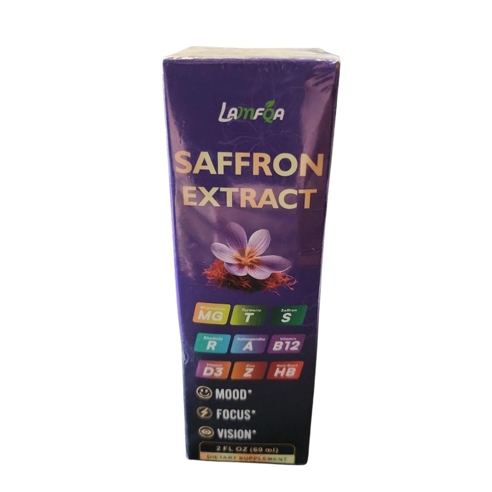 Lamfqa Saffron Extract Liquid Drops 2 Fl Oz Mood Focus Vision Supplement