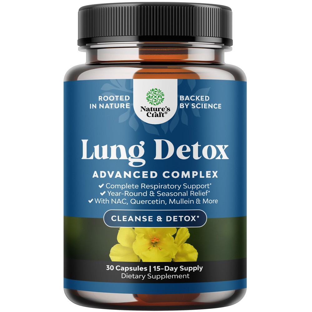 Lung Detox Mullein Leaf Capsules – with NAC Quercetin & Cordyceps Extracts 30ct