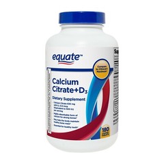 Equate Calcium Citrate + D3 Coated Tablets, 180 Count Bone & Joint Health Bone.+