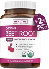 USDA Organic Beet Root Powder (120 Tablets) 1350mg 120 Count (Pack of 1)