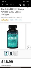 Freshfield Ocean Saving Omega Algae Omega-3 DHA & DPA Vegan 180 Caps 440mg