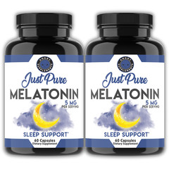 Angry Supplements Just Pure Melatonin 5mg, 120 Capsules Natural Sleep Aid Pills
