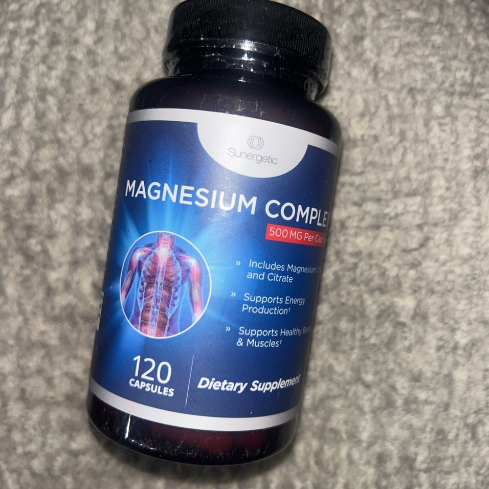 Sunergetic Magnesium Citrate Complex 500mg Relaxation Energy Muscles Bones 120ca