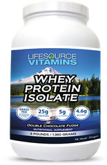 LifeSource Vitamins Whey Protein ISOLATE Grass Fed Double Chocolate Fudge 3 lbs