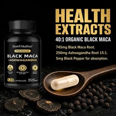 Black Maca Caps,Absorption Boosting Black Pepper,Vitality,Stress&Immune,30~120CT
