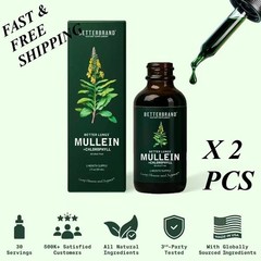 2 BOTTLES-Mullein Leaf&Chlorophyll Drops Lung for Detox&Mucus Cleanse-30Servings