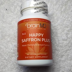 BrainMD Happy Saffron Plus 90 Vegan Capsules Mood Memory Sexual Function Support
