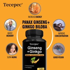Korean Panax Ginseng+Ginkgo Biloba -Testosterone Booster,Energy & Immune Support