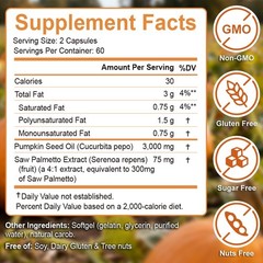 Pumpkin Seed Oil Saw Palmetto 3000mg Softgels Cold Press Virgin Oil Phytosterols