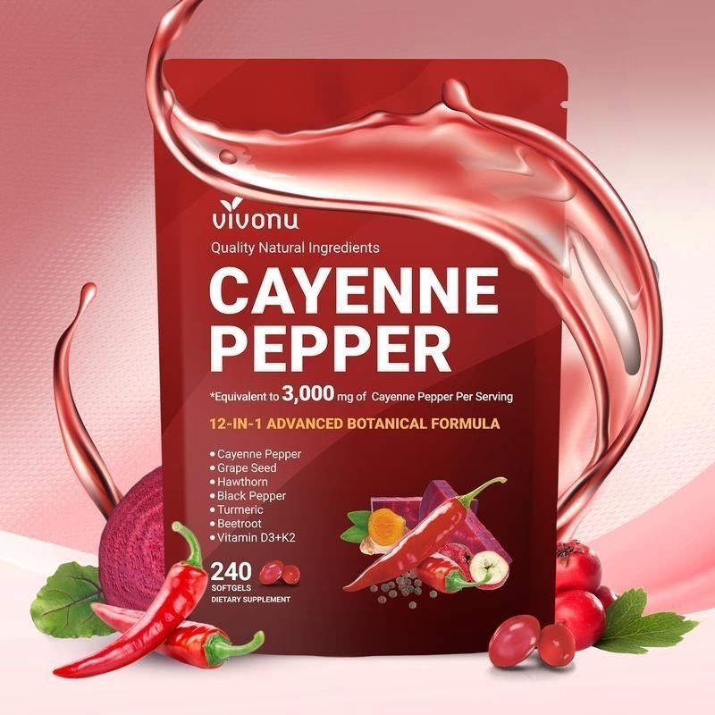 Cayenne Pepper Soft Gels Supplement, Enhances Leg VeinHeart and Blood Vessel NEW