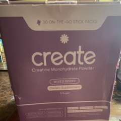 Create Creatine Monohydrate Mixed Berry Powder 30 Stick Packs Sugar-Free