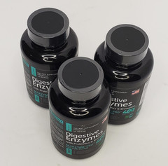 3pk Digestive Enzymes 60 Veggie Caps Probiotics Bromelain Vegan Non-GMO exp 7/26