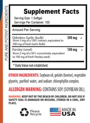 increase HDL levels – Odorless Garlic & Parsley 600mg 1B – fight bad breath