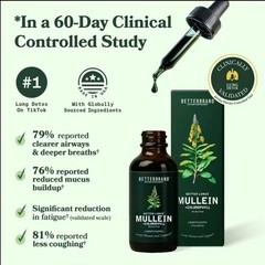2 BOTTLES-Mullein Leaf&Chlorophyll Drops Lung for Detox&Mucus Cleanse-30Servings