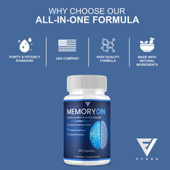 (5 Pack) MemoryOn Brain Supplements, Memory On Premium Nootropic (300 Capsules)