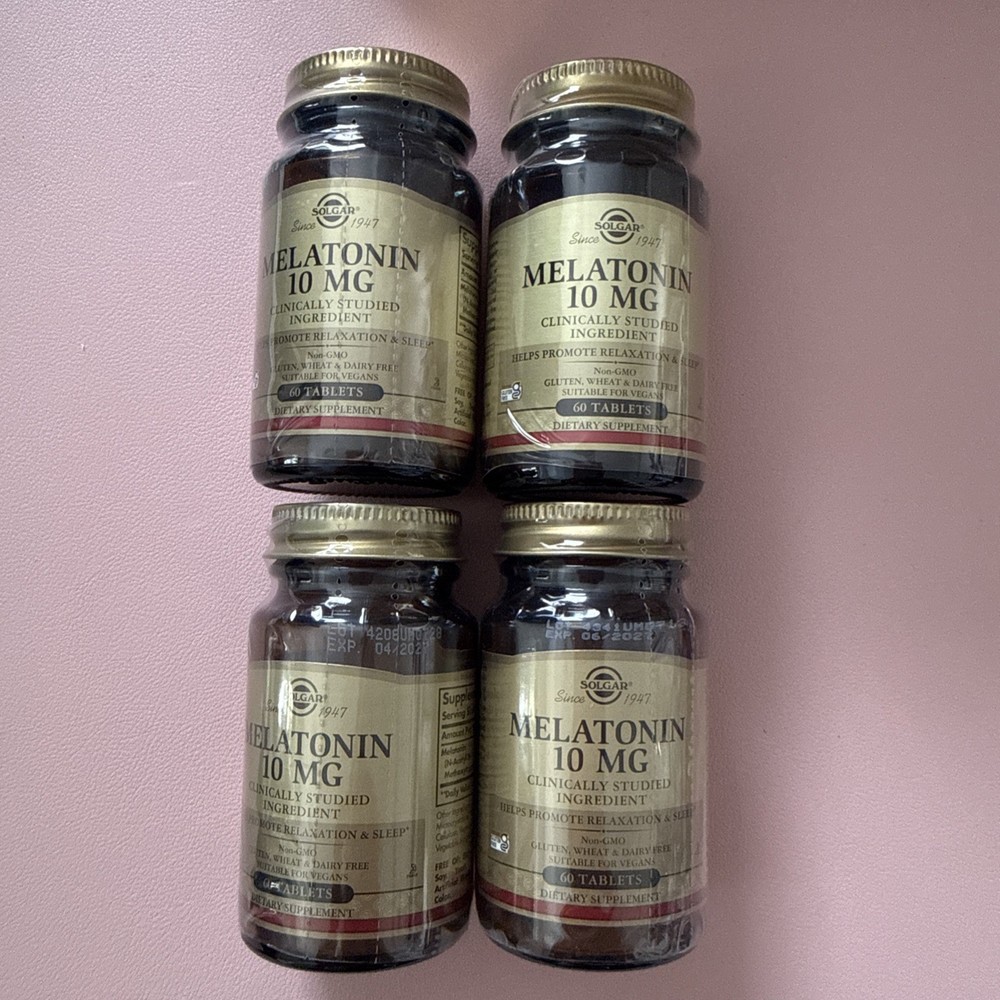 Solgar Melatonin 10 mg 60 Tablets, Support Sleep and Relax, 4 PACK Exp 04/2027