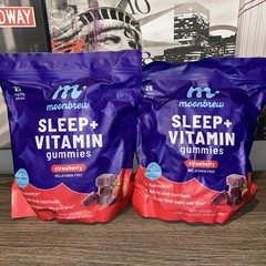2 Pack Moonbrew Sleep Support Melatonin-Free Magnesium Gummies Strawberry 25 Pac