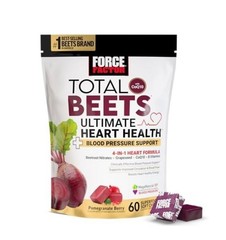 Force Factor Total Beets Soft Chews Blood Pressure + Heart Health CoQ10 60