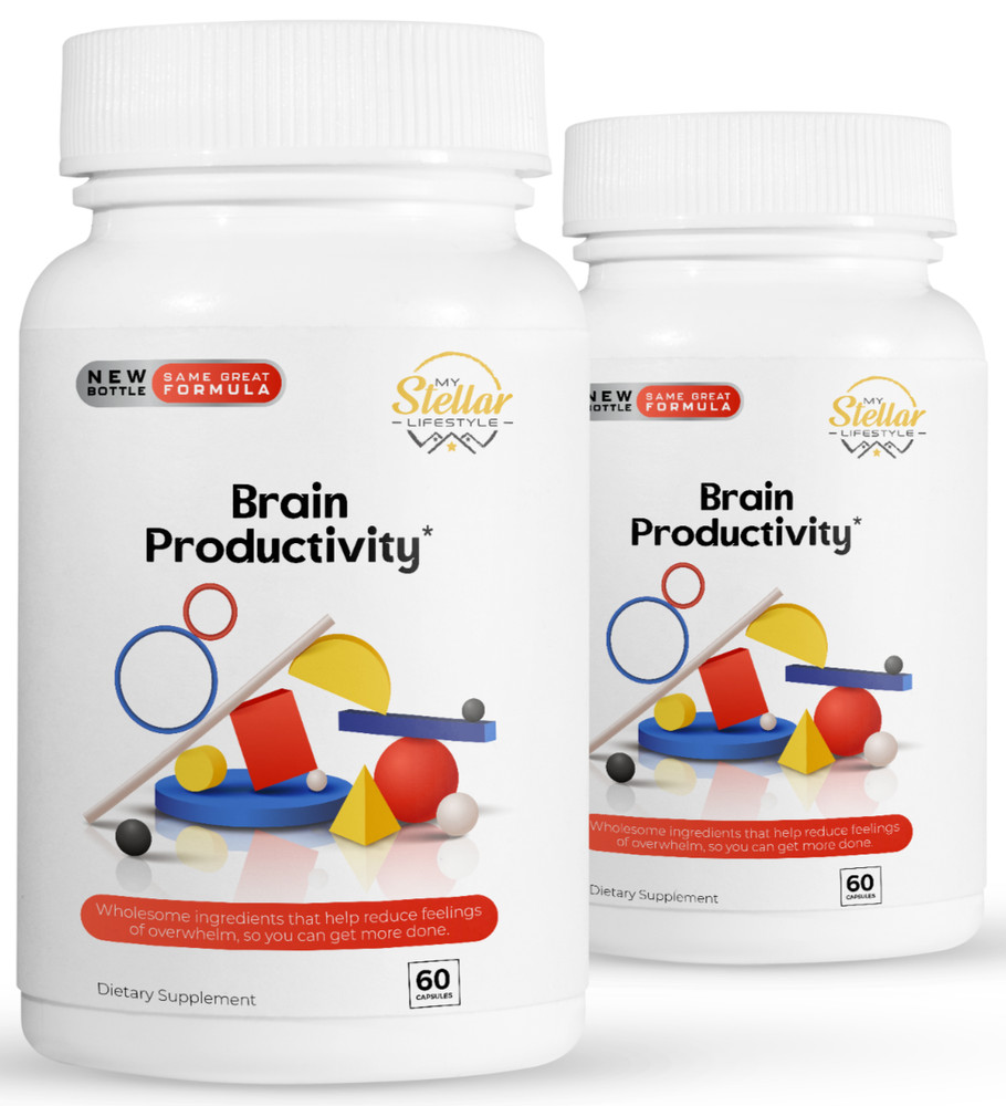2 Pack Brain Productivity, ayuda a reducir la sobrecarga mental-60 Cápsulas x2