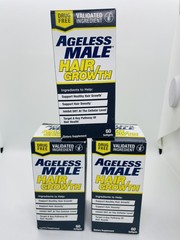 Ageless Male Hair Growth Supplement 60 Softgels Each 3 Pack 180 Drug Free 9/27