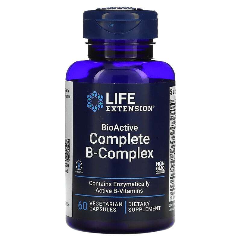 Life Extension BioActive Complete B-Complex Vegetarian Dietary Supplement 60 Cap