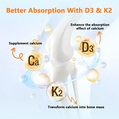 D3 + K2 Calcium Chewable Gummies | Bone & Joint Support, 30/60 Gummies