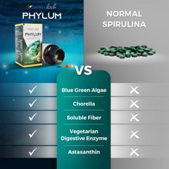 2x dBeauLab Phylum Natural Algae Spirulina Chlorella Superfood Chlorophyll 180s
