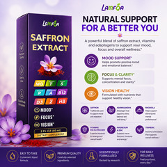 Lamfqa Saffron Extract Liquid Drops 2 Fl Oz Mood Focus Vision Supplement