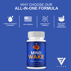 (5 Pack) Mind Wake Brain Support, MindWake Nootropic Supplement (300 Capsules)