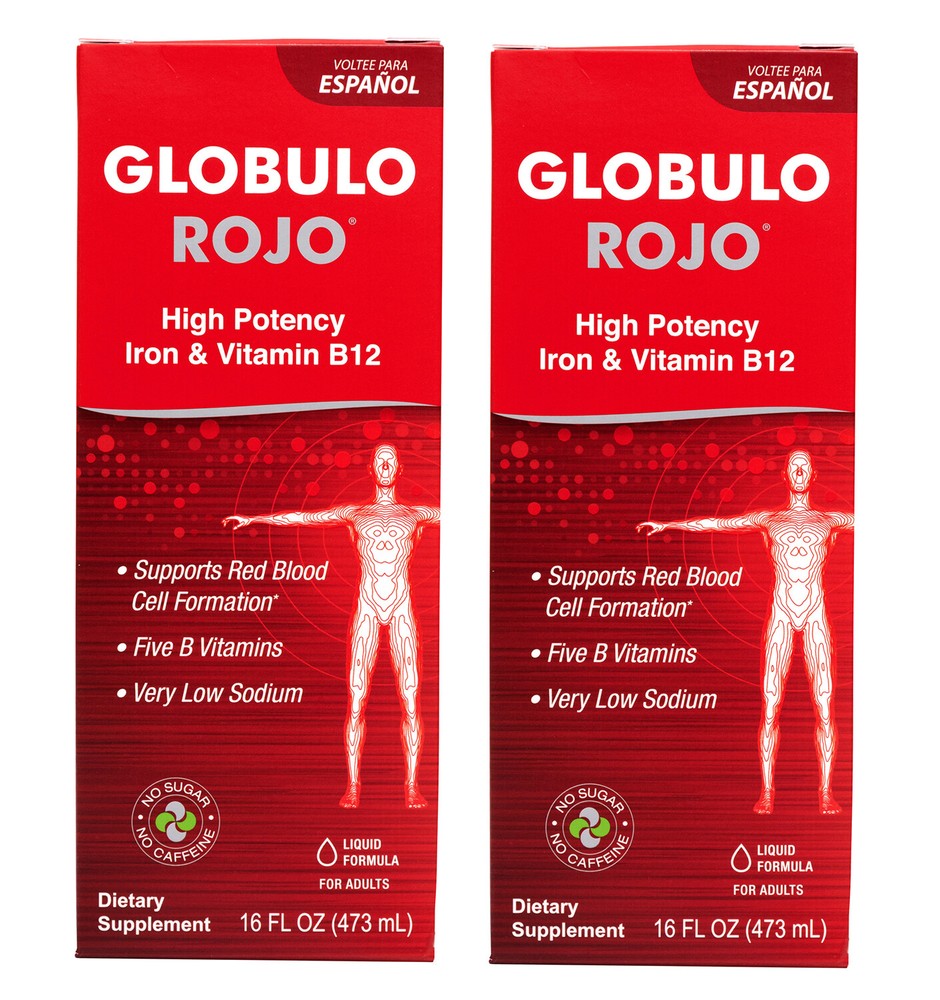 Globulo Rojo Liquid Dietary Supplement, B Vitamins / Iron 16 OZ (2 BOTTLES) 1/26