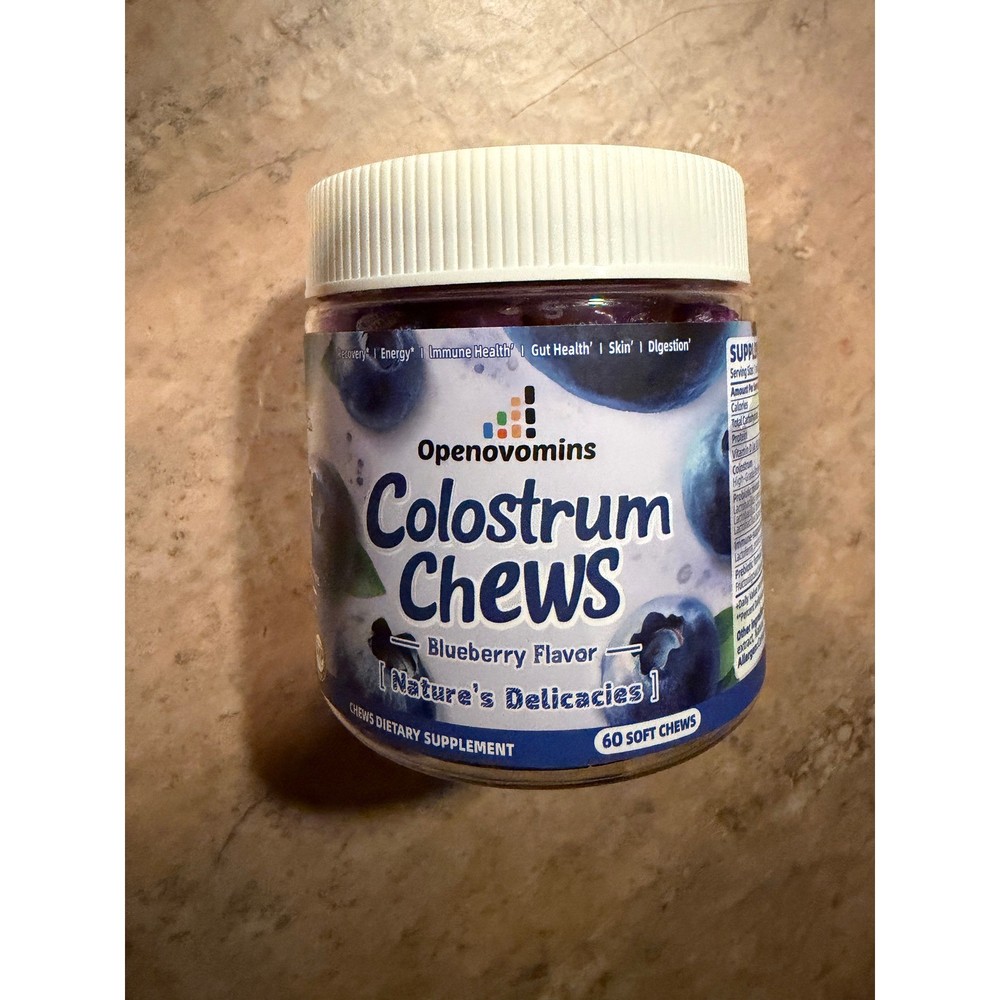 Openovomins Colostrum Chews 2000mg Blueberry Flavor 60 Soft Chews Probiotics