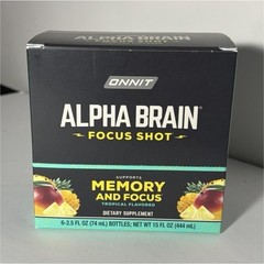 Onnit Alpha Brain Focus Shot Tropical Memory & Focus Support Liquid 2.5 fl oz