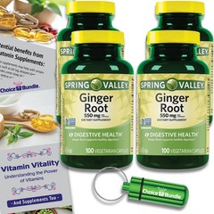 Spring Valley Ginger Root 550mg 400 Caps (4 Pk 100ct) + Vitality Vitamin & Case