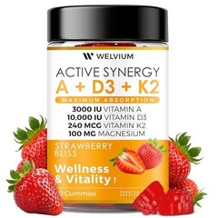 WELVIUM Vitamin D3 K2 Gummies 10000 IU with Magnesium Glycinate