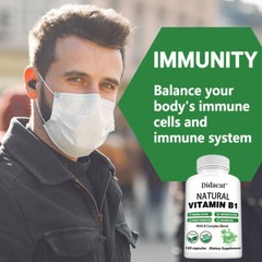 Natural Vitamin B1 Complex B1,B2,B3,B5,B6,B7,B9,B12, Immune Support Capsules