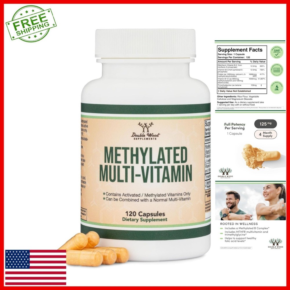Methylated Multivitamin B Complex 120 Capsules Non-GMO Gluten Free