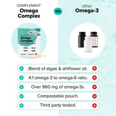 Complement Vegan Omega 3 Supplement- 960Mg Omega-3 Fatty Acids Dha Epa Sda Ala