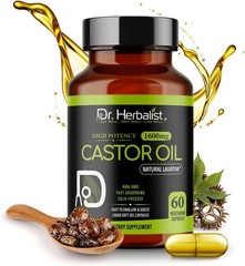 Castor Oil Capsules – 1600Mg per Serving, 60 Count – Non-Gmo, Fast-Absorbing, Ve