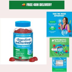 Digestive Advantage Prebiotic Fiber Gummies for Digestive Health 60ct Strawberry