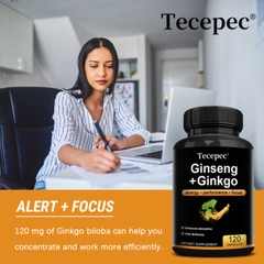 Korean Panax Ginseng+Ginkgo Biloba -Testosterone Booster,Energy & Immune Support