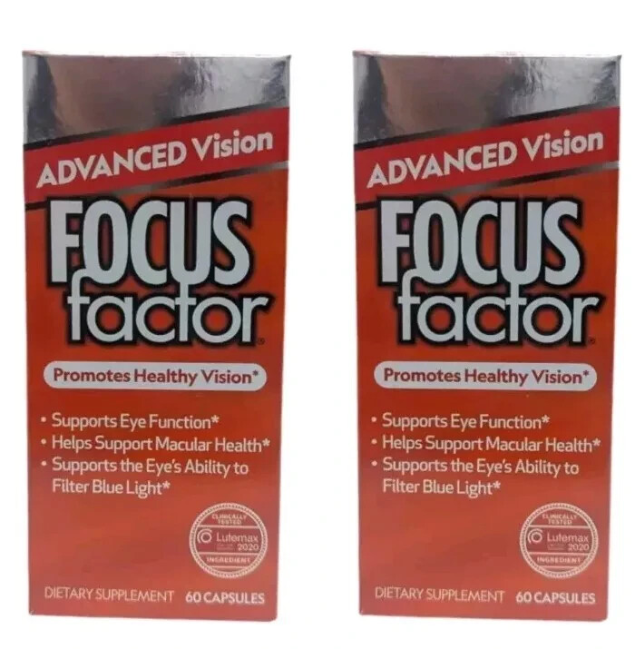 2x Focus Factor Advanced Vision 60 Capsules each (120 Ct) Exp 05/2025 NEW SEALED