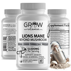 Premium Mushroom Complex EXTRA STRENGTH Supplement – 60 Easy to swallow capsules