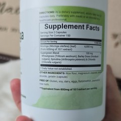 Micro Ingredients Moringa 6000mg Supergreens 300 Capsules Non-GMO 08/2027