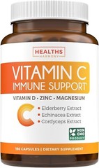 H Harmony Immune Support Supplement (Non-GMO) Elderberry Vitamin C & Zinc 180ct