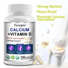 Calcium With Vitamin D3 Bone Joint And Cartilage Support 120 Capsules Non GMO