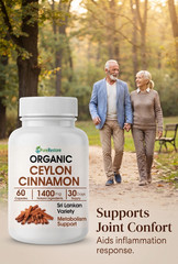 Organic Ceylon Cinnamon 180 Capsules 1400mg Heart Health & Blood Sugar Support