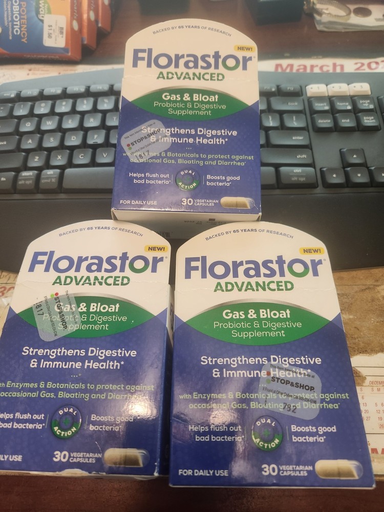 3-Florastor Advanced Gas & Bloat Relieve Supplement 30 Cap 7/26+