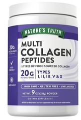 NATURES TRUTH MULTI COLLAGEN PEPTIDES 9 OZ POWDER 5 TYPES GLUTEN FREE EXP. 11/28